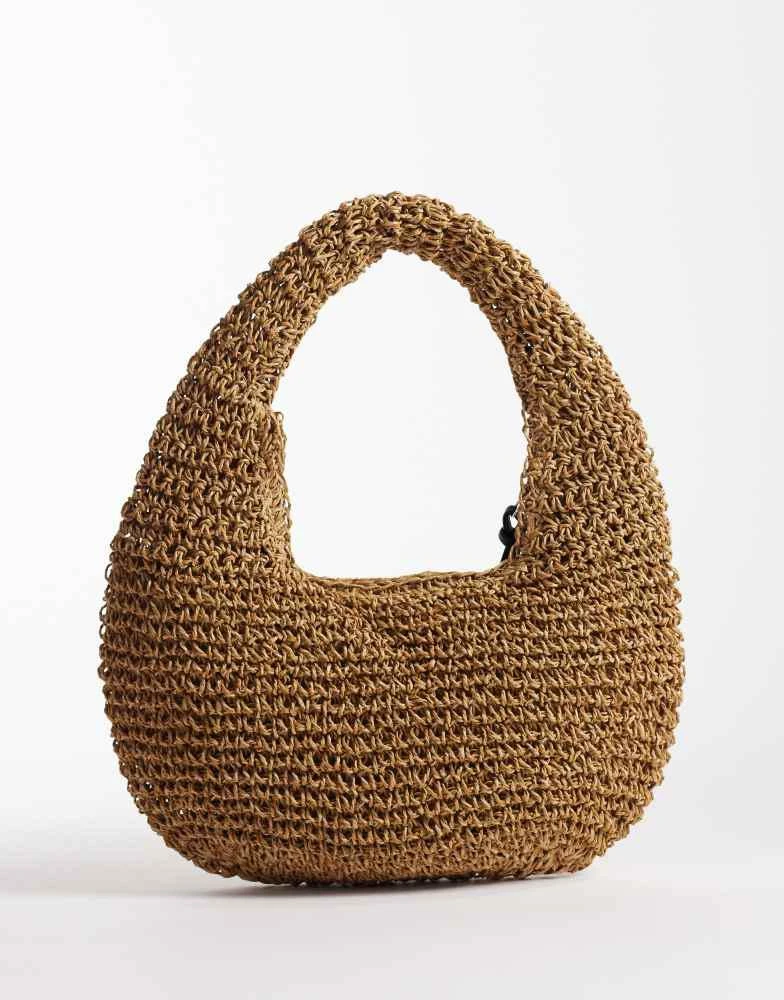 ASOS ASOS DESIGN straw hand crochet scoop shoulder bag in natural 4