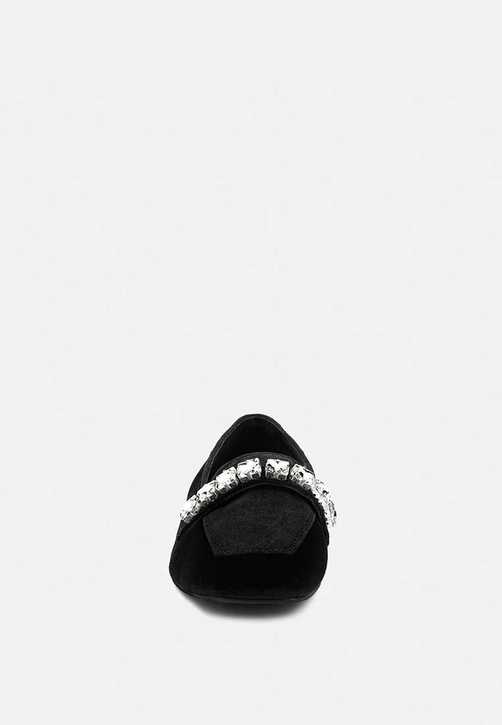 Rag & Co LAMINGTON Diamante Embellished Velvet Loafers in Black 5