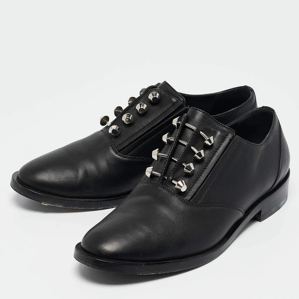 Balenciaga Balenciaga Black Leather Pierced Oxfords Size 37 2