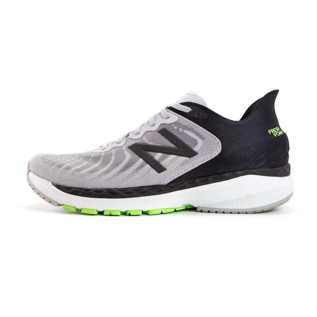 New Balance Men's Fresh Foam 860V11 Running Shoes - D/medium Width In Light Aluminum/black/energy Lime 2