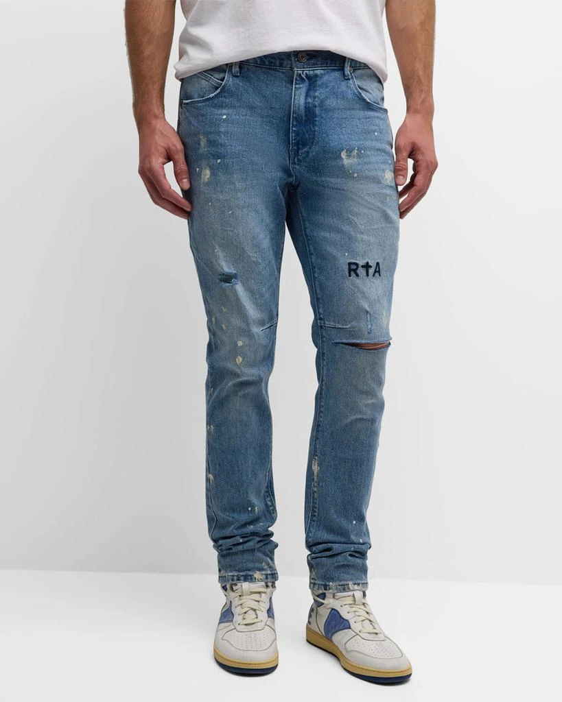 RTA Men's Clayton Distressed Paint-Splatter Jeans 4