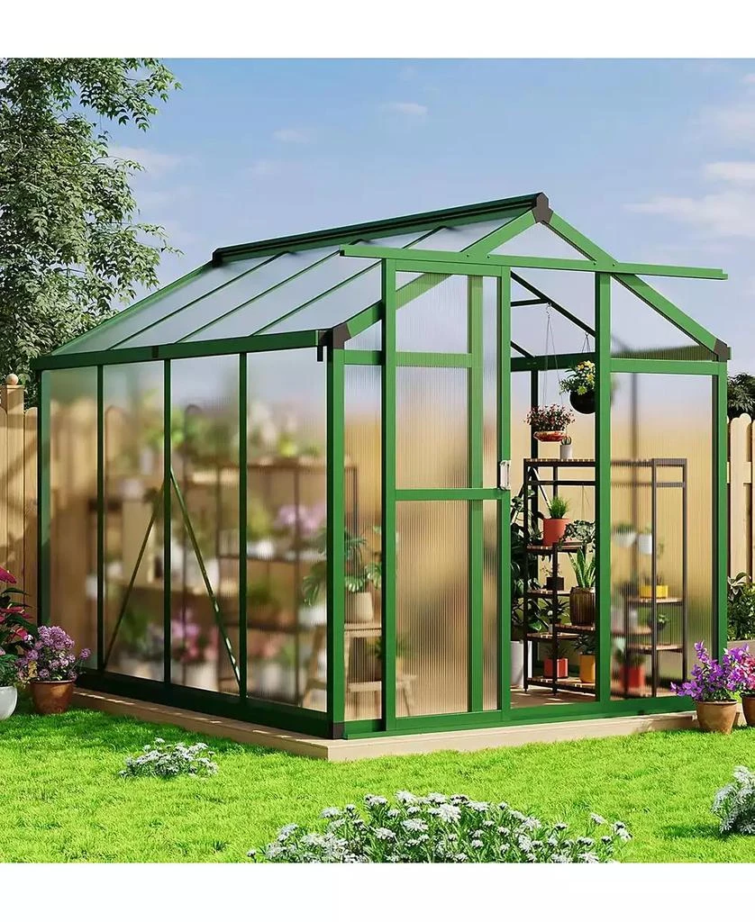 gaomon Walk-In house, Polycarbonate Panels, Adjustable Roof Vent 
Sliding Door, Aluminum Frame, Garden 
Patio 2