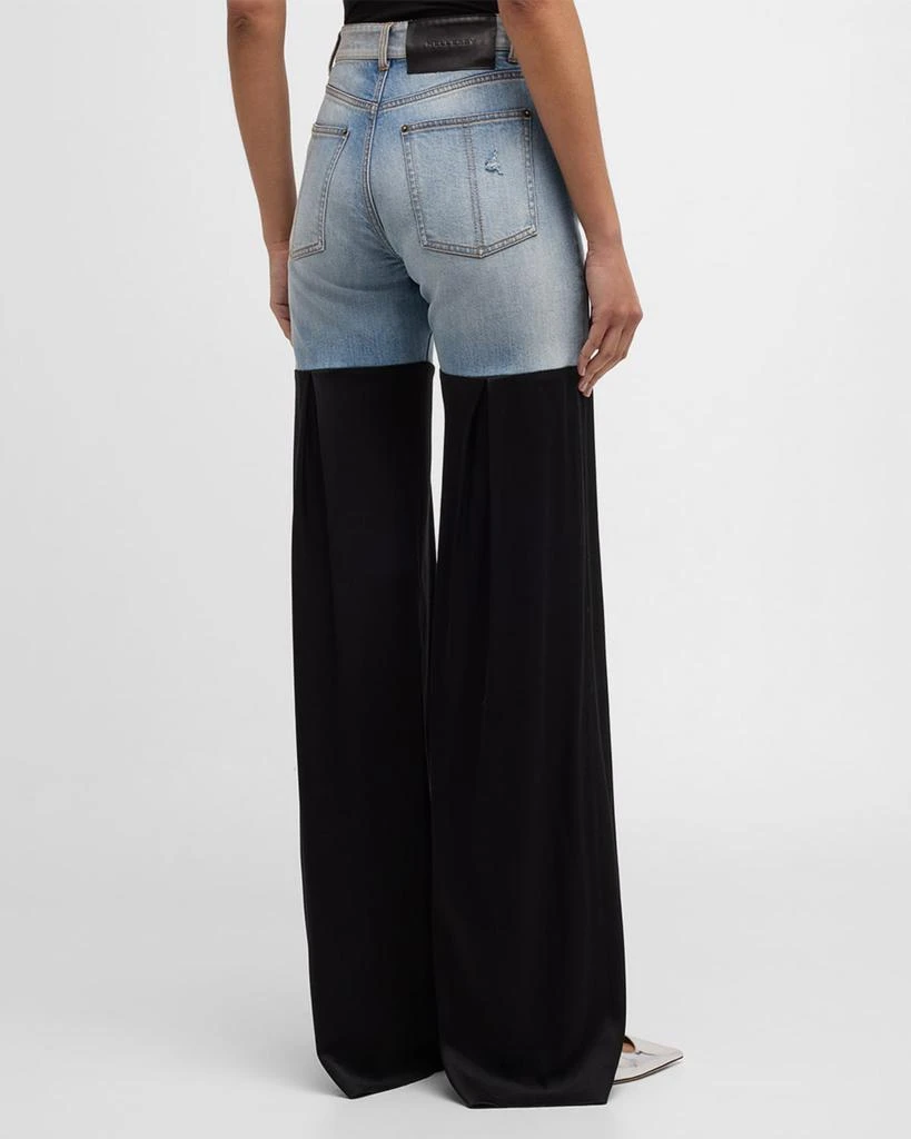 Hellessy Neville Mixed-Media Wide-Leg Jeans 6