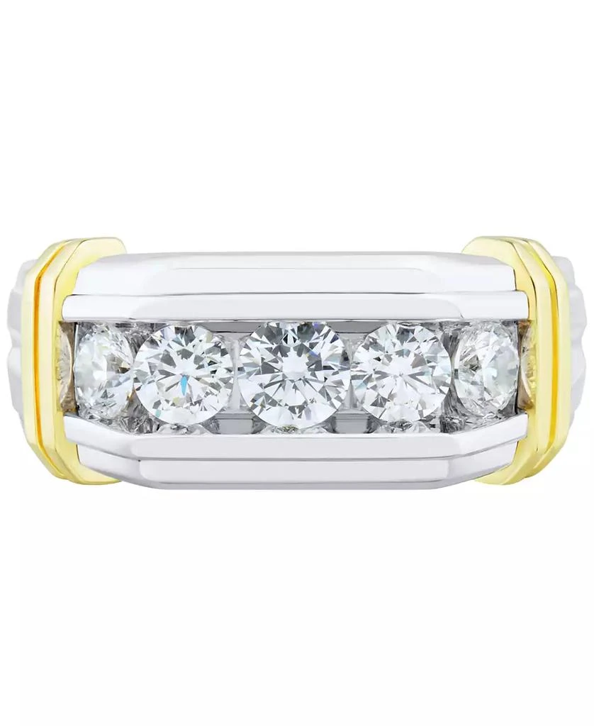 Grown With Love Men's Lab Grown Diamond Horizontal Five Stone Ring (1-1/2 ct. t.w.) in 10k Two-Tone Gold 3