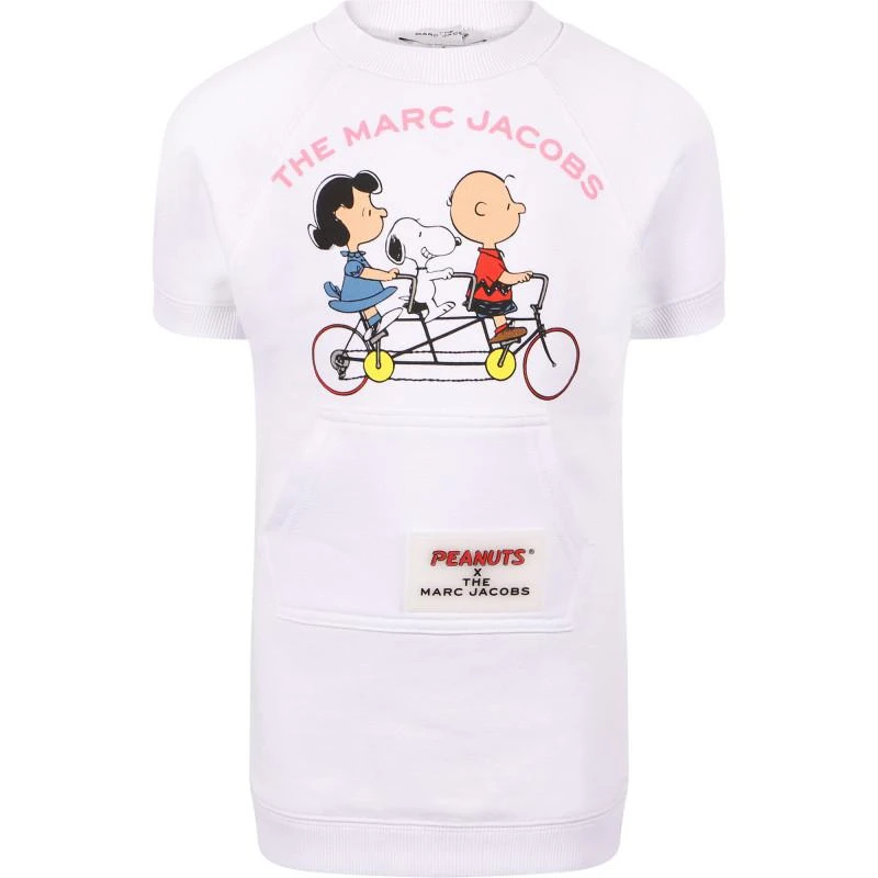 Marc Jacobs Peanuts and snoopy print logo t shirt dress in white 1