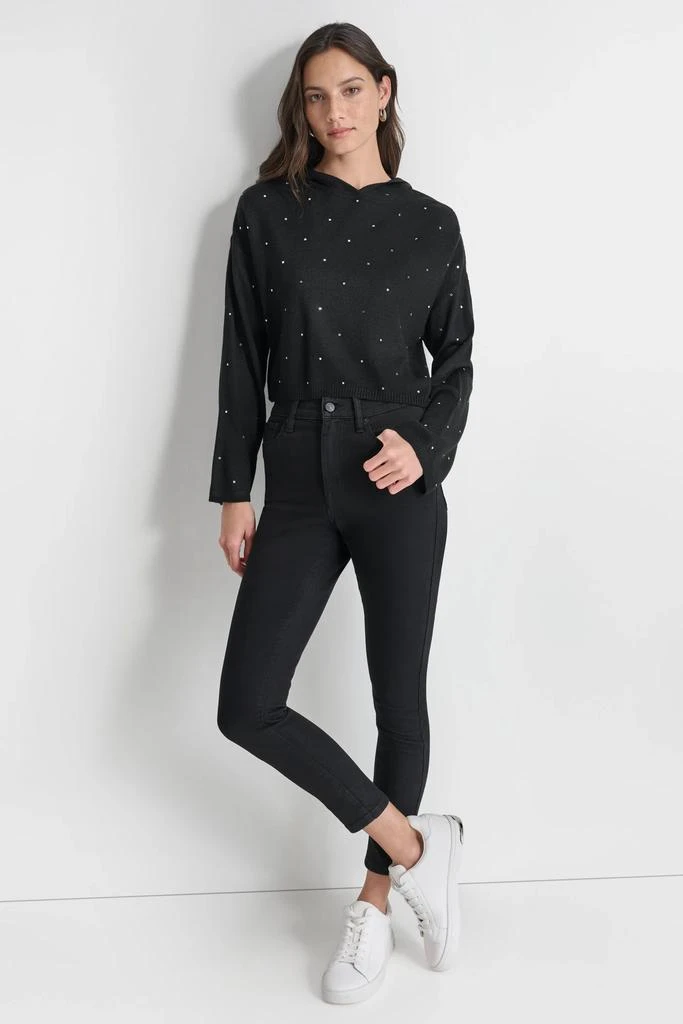 DKNY RHINESTUD CROPPED HOODIE SWEATER 3