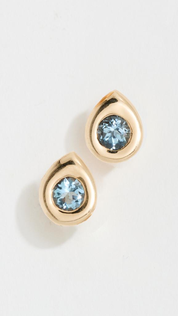 Marlo Laz 14k Gemma Pear Aquamarine Studs