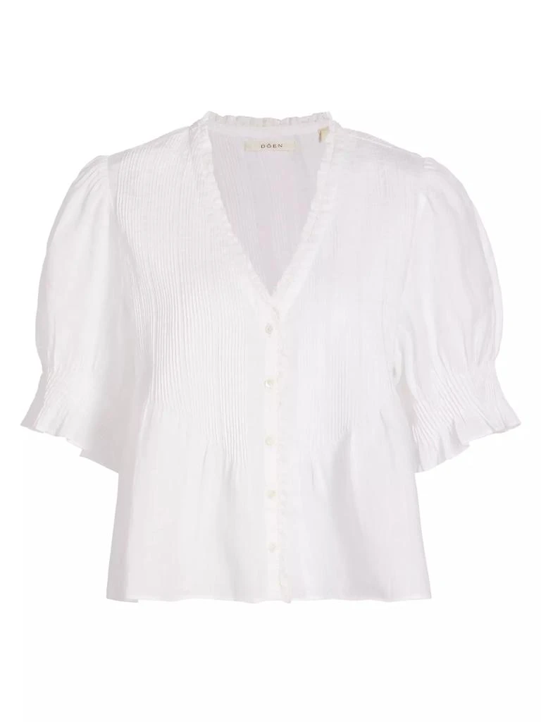 DÔEN Karlie Pleated Lace-Trim Top 1
