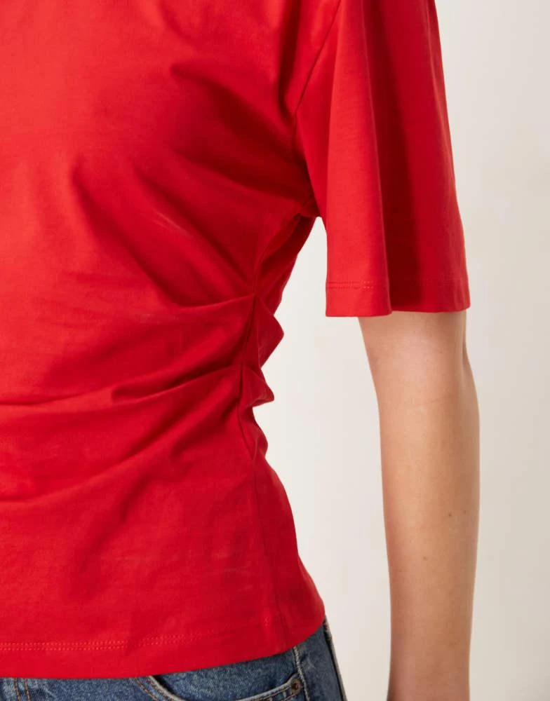 ASOS ASOS DESIGN corset waist t-shirt in red 2