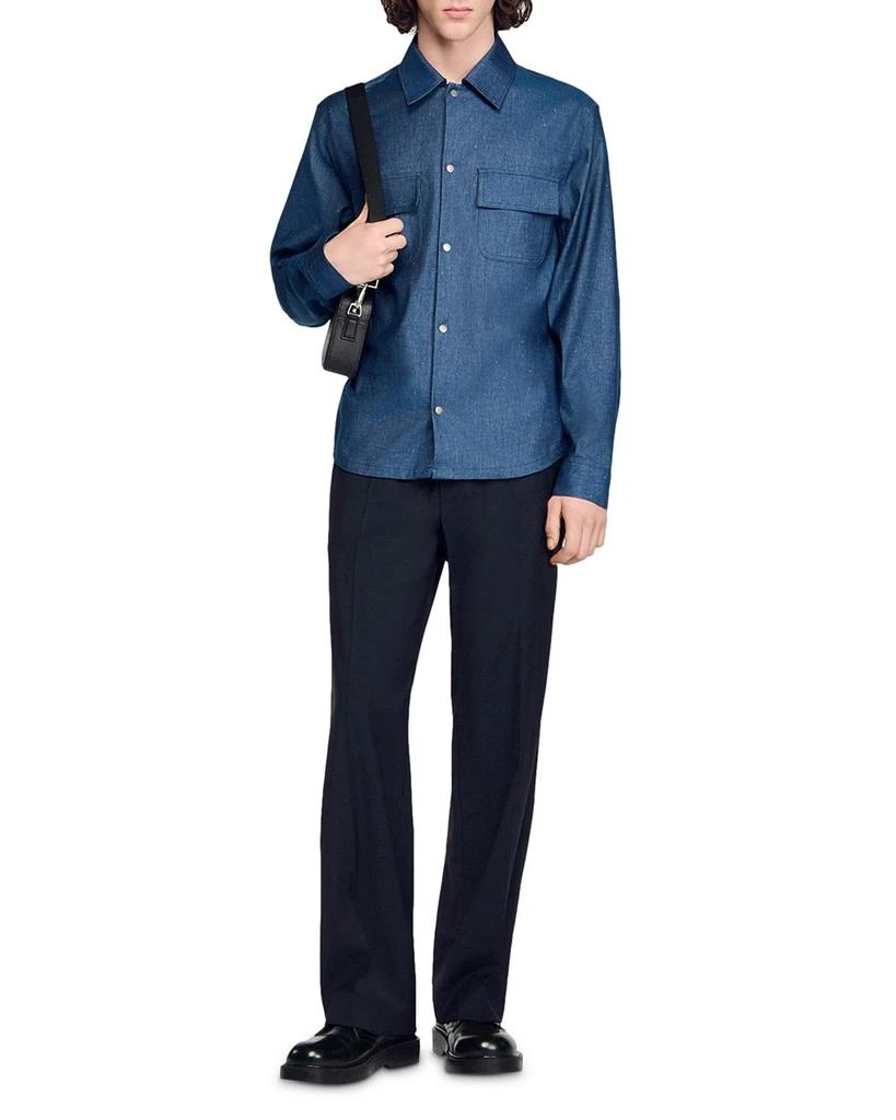 Sandro Denim Effect Cotton and Linen Shirt 2