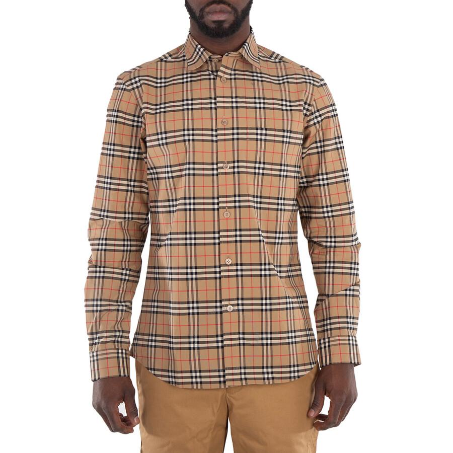 Burberry Small Scale Check Stretch Cotton Long-sleeve Shirt