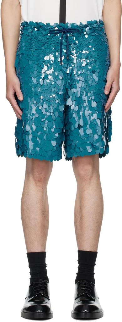 Dries Van Noten Blue Embellished Shorts 1