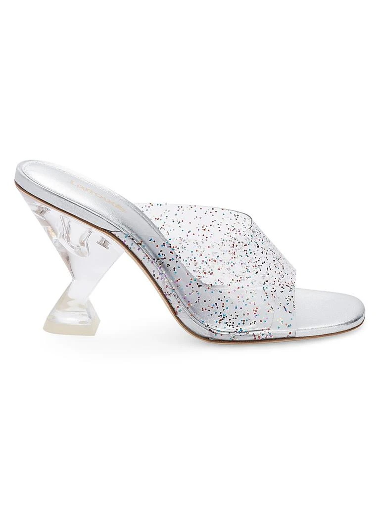 Larroude Madonna Lucite Glitter Vinyl Mules 1