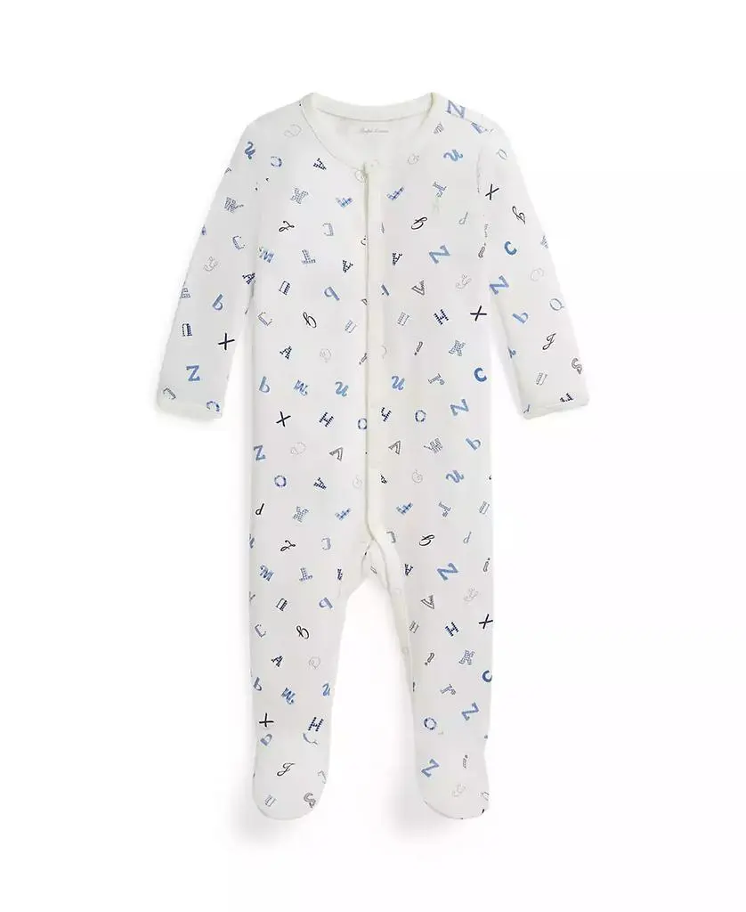 Ralph Lauren Baby Boys' Alphabet-Print Cotton Footed Coverall