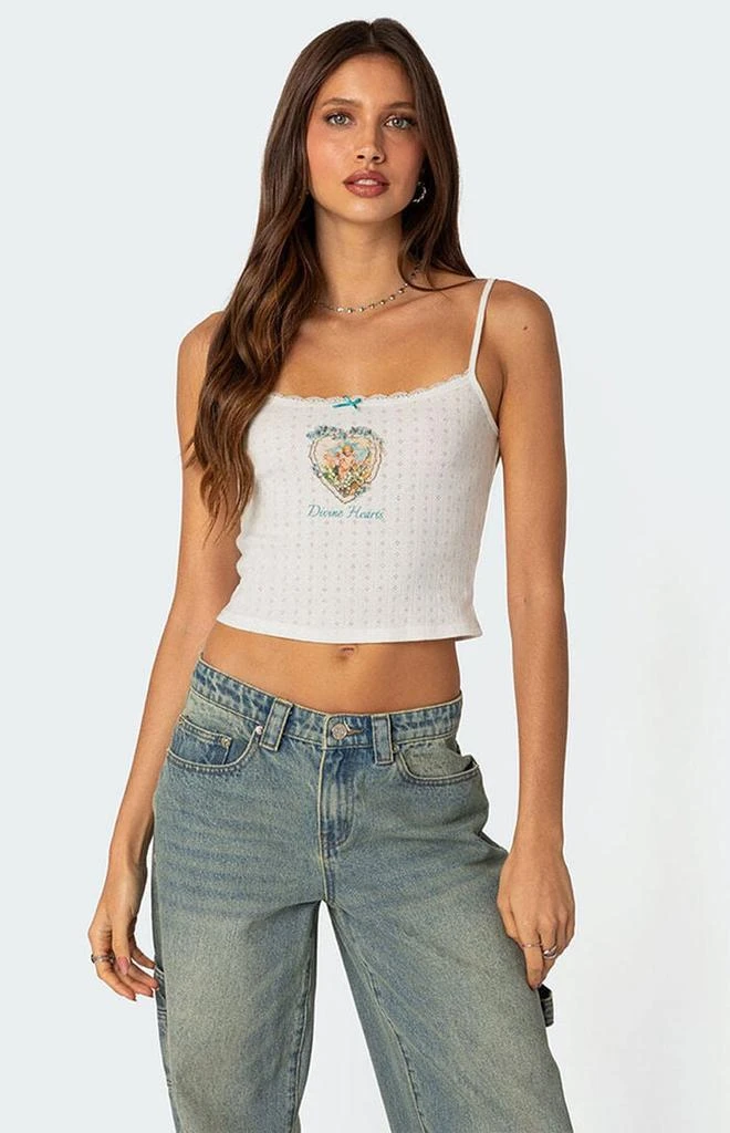 Edikted Divine Hearts Pointelle Tank Top 1