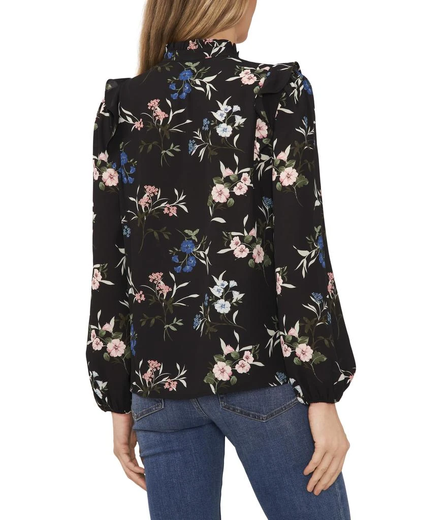 CeCe Floral Button-Up Pin Tuck Long Sleeve Blouse 2