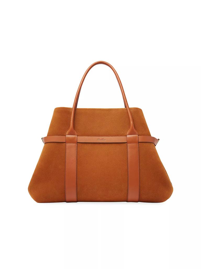 トートバッグ LORO PIANA Ghiera Shopper Large leather shopping bag Ghiera Large leather-trimmed canvas shopper in white - Loro