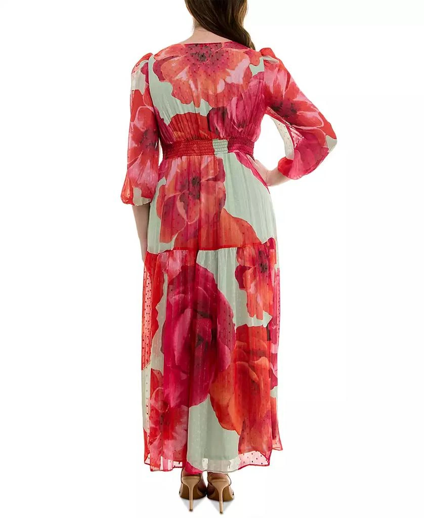 Taylor Plus Size Floral-Print Twist-Waist Tiered Dress 5