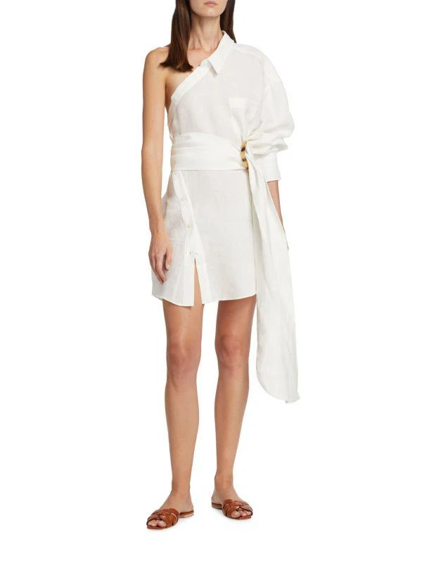 Piece of White Blake One Shoulder Mini Shirt Dress 1