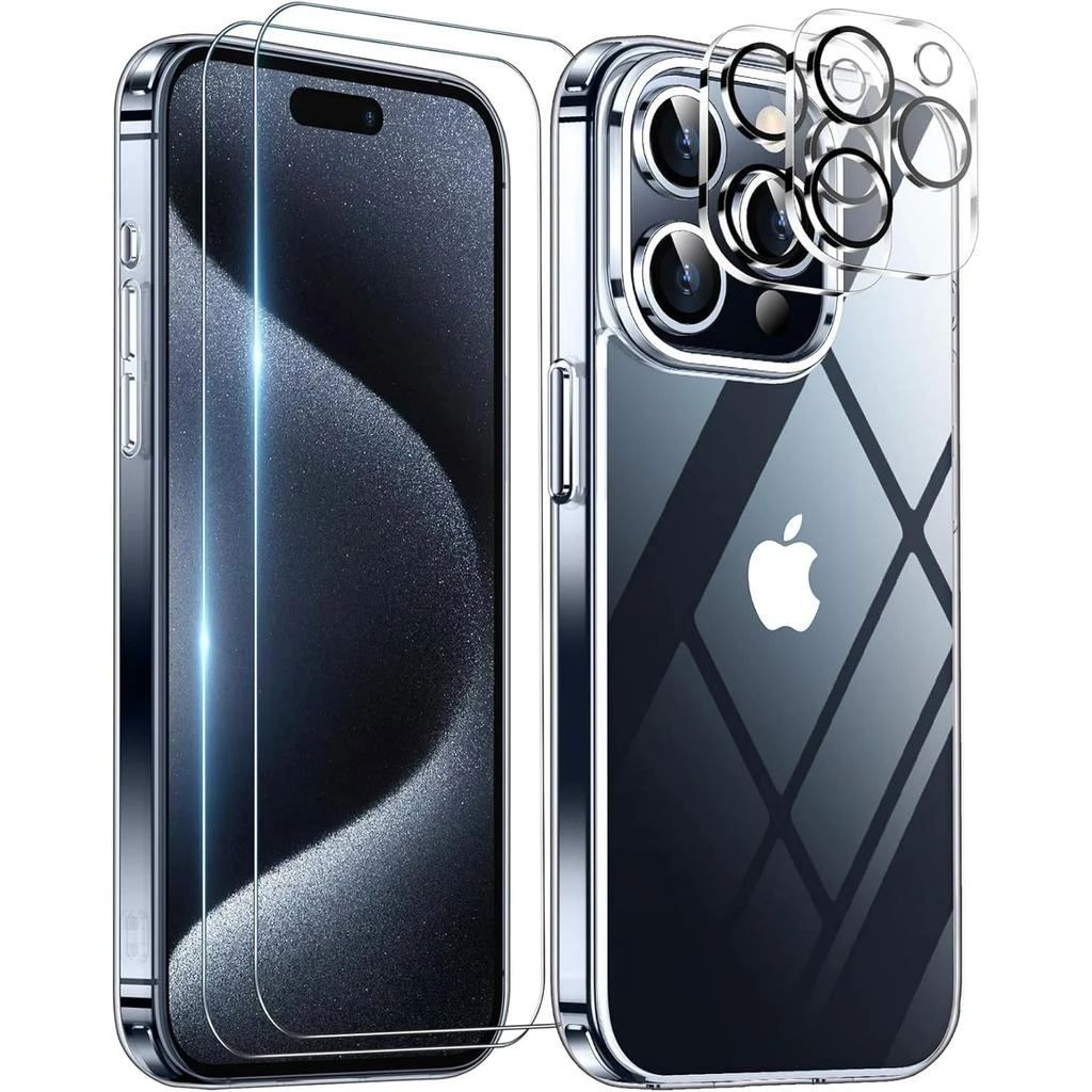 ENTRONIX Entronix Bundle Compatible with iPhone 13 Pro Max - [Soft] TPU Clear Case, 2 Clear Screen Protector 
2 Camera Lens Protectors