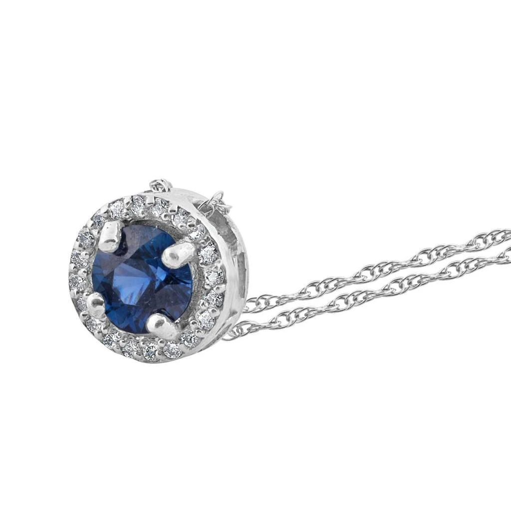 Pompeii3 1/2ct Blue Sapphire 
Diamond Halo Pendant White Gold 
18" Necklace Lab Grown 3