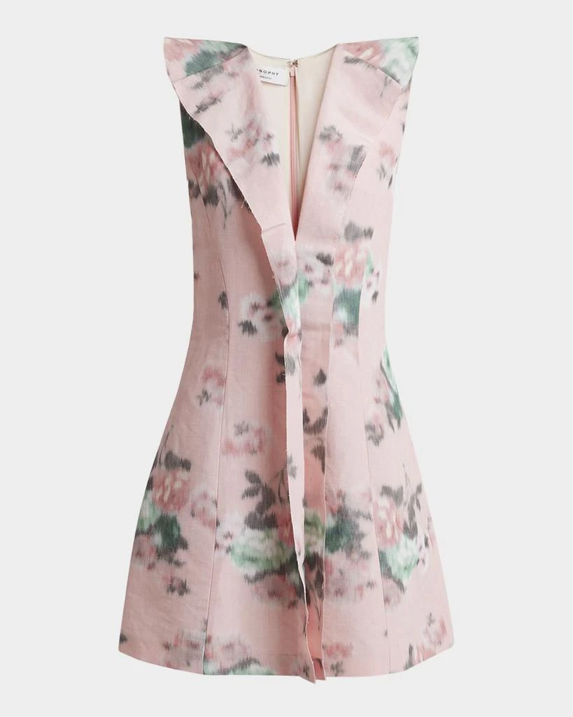 PHILOSOPHY di LORENZO SERAFINI Blur Floral-Print Ruffle Sleeveless Mini Dress 1