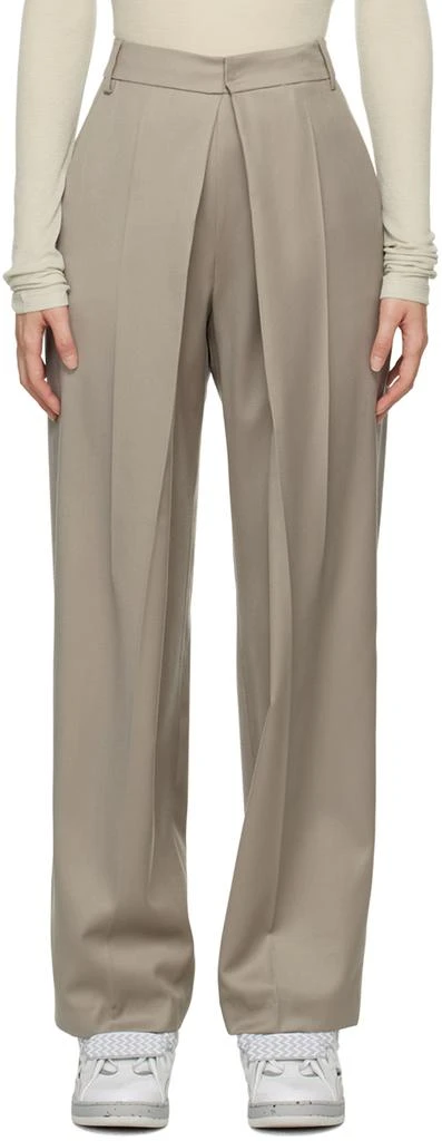 Low Classic Taupe Pleated Trousers 1
