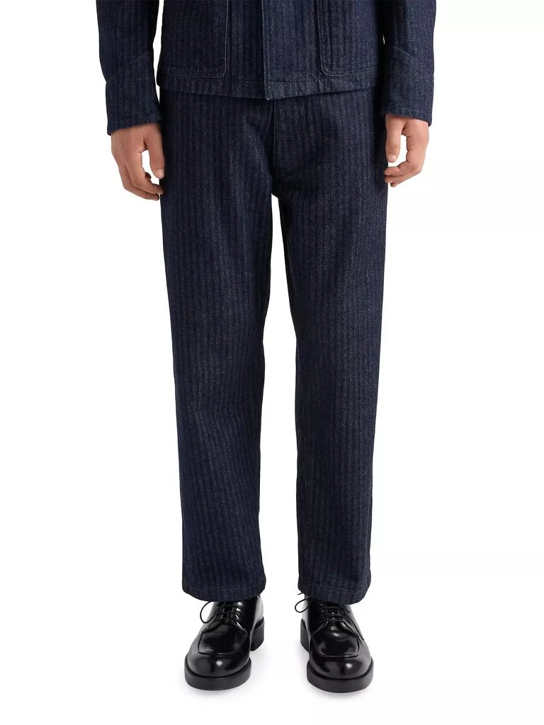Prada Wide-Leg Chevron Denim Jeans 4