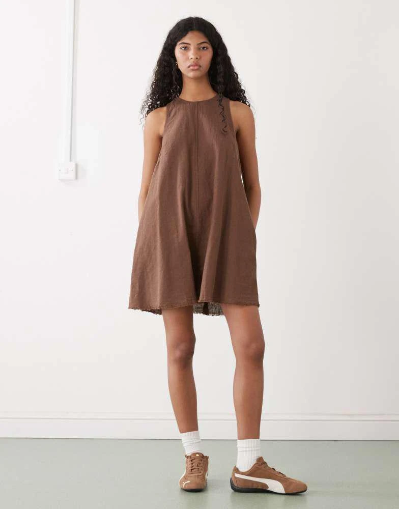 monki linen dress Monki - Linen Tiered Midaxi Dress - Women - Linen/Cotton - 2XS