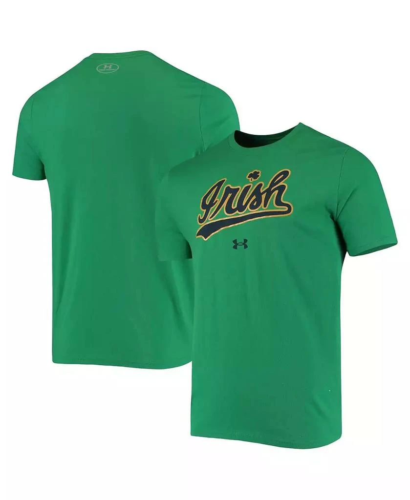Under Armour Men's Kelly Green Notre Dame Fighting Irish Wordmark Logo Performance Cotton T-shirt 2