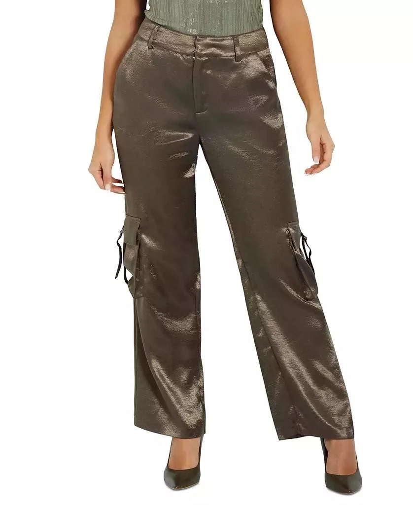 GUESS Women's Jamie High Rise Satin Cargo Pants 1