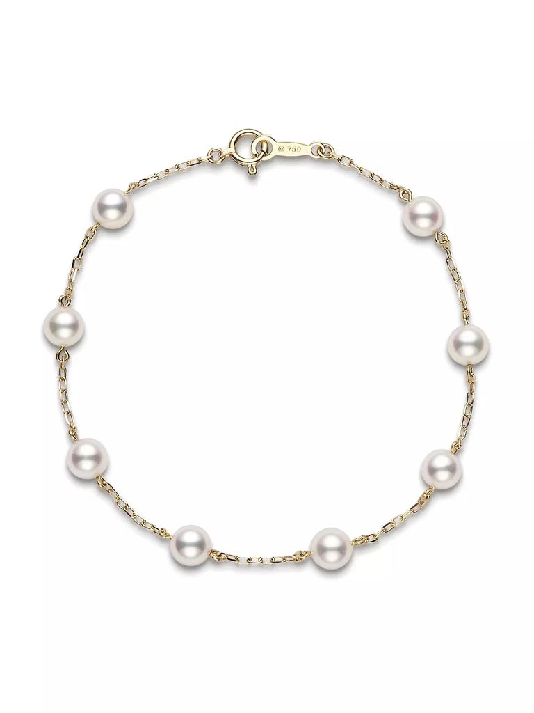 Mikimoto 18K Yellow Gold & 5.5-6MM Cultured Akoya Pearl Station Bracelet 1