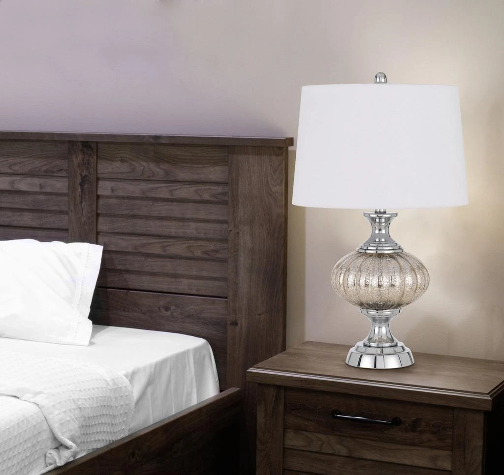 Hivvago 27" Silver Metallic Metal Table Lamp With White Empire Shade 4