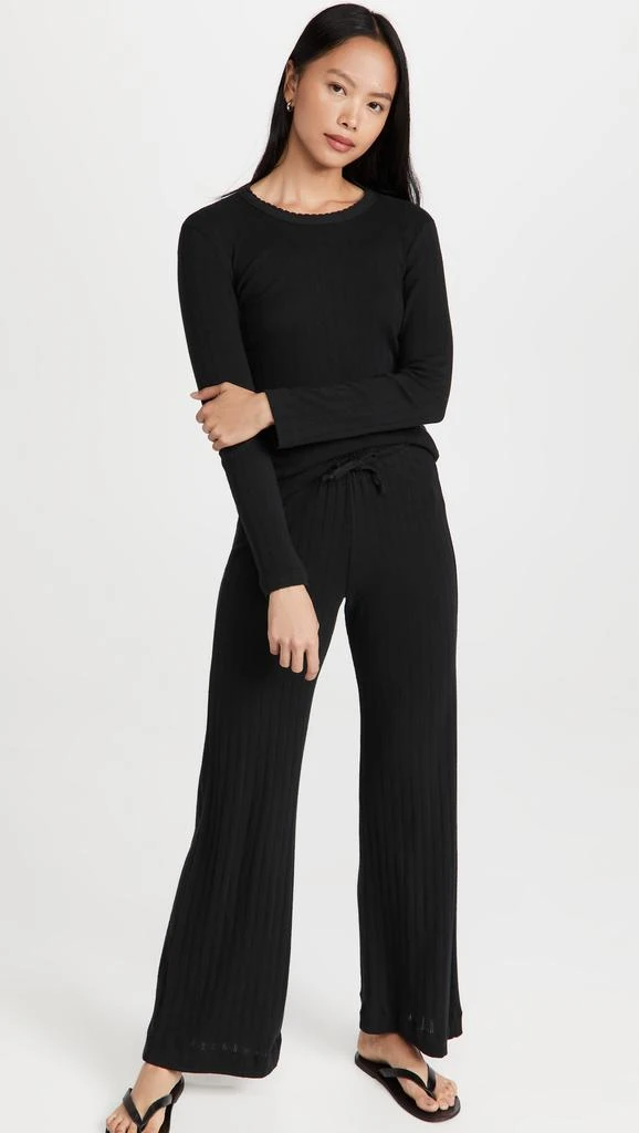 Leset Pointelle Slim Fit Long Sleeve Top 4