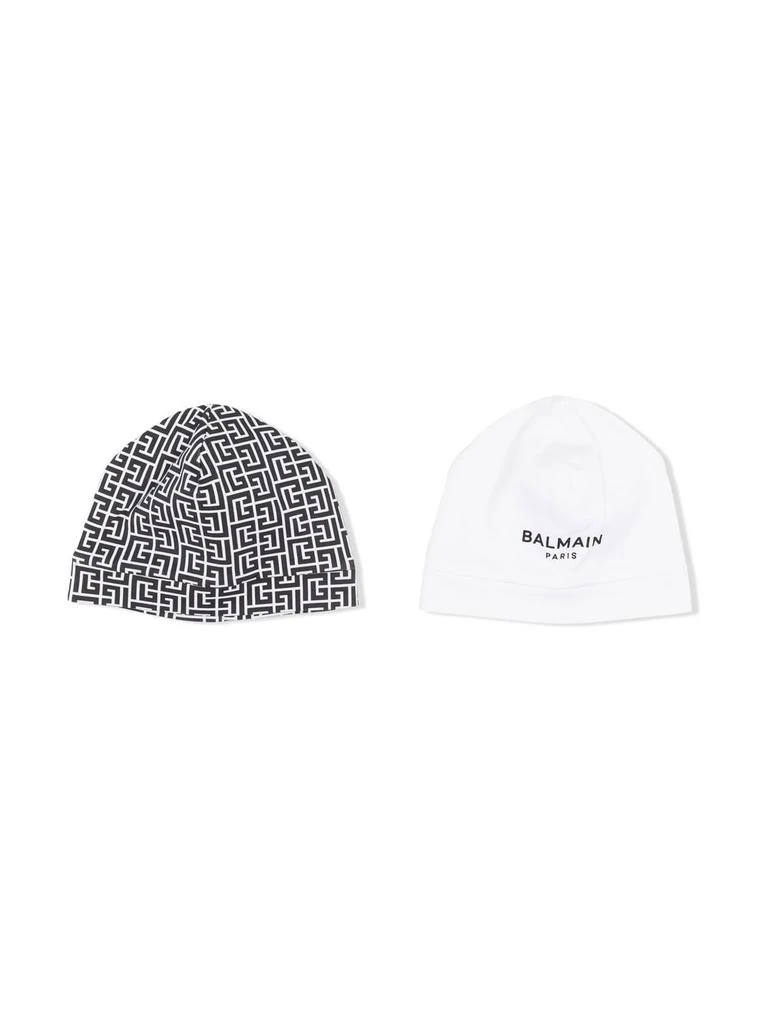 Balmain logo-print beanie hats (set of two) - kids -  -  - Black 1