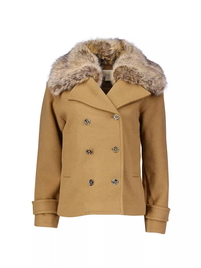 MICHAEL Michael Kors Faux Fur Collar Wool-Blend Short Peacoat
