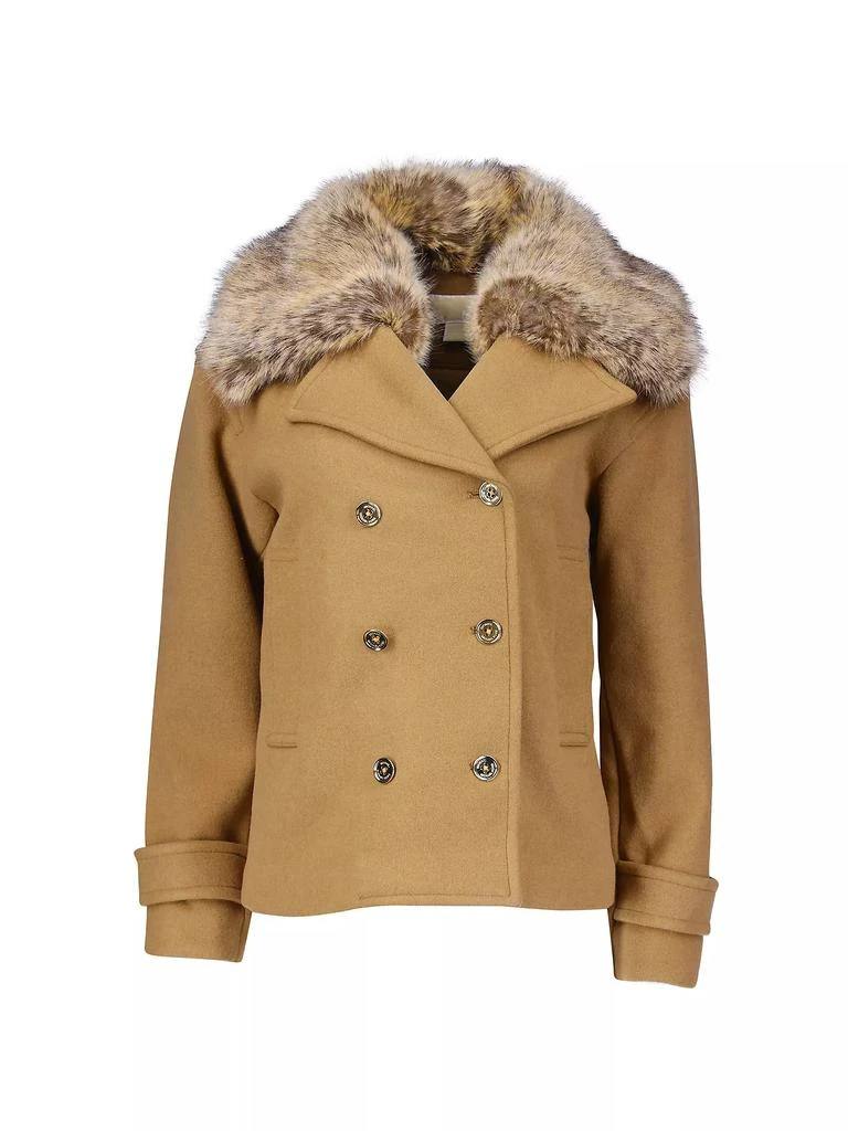 MICHAEL Michael Kors Faux Fur Collar Wool-Blend Short Peacoat 1