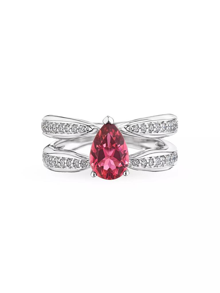HUEB 18K White Gold, Pink Tourmaline & 0.38 TCW Diamond Ring