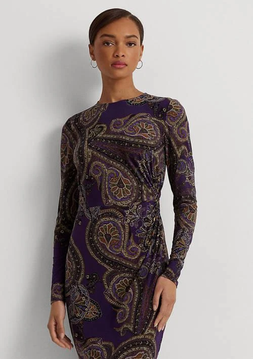 Ralph Lauren Ralph Lauren Women S Paisley Twist Front Stretch Jersey Dress 4