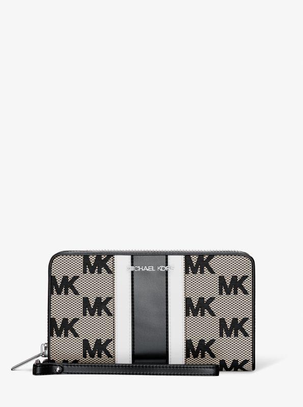 Michael Kors Jet Set Travel Large Striped Logo Jacquard Smartphone Wristlet