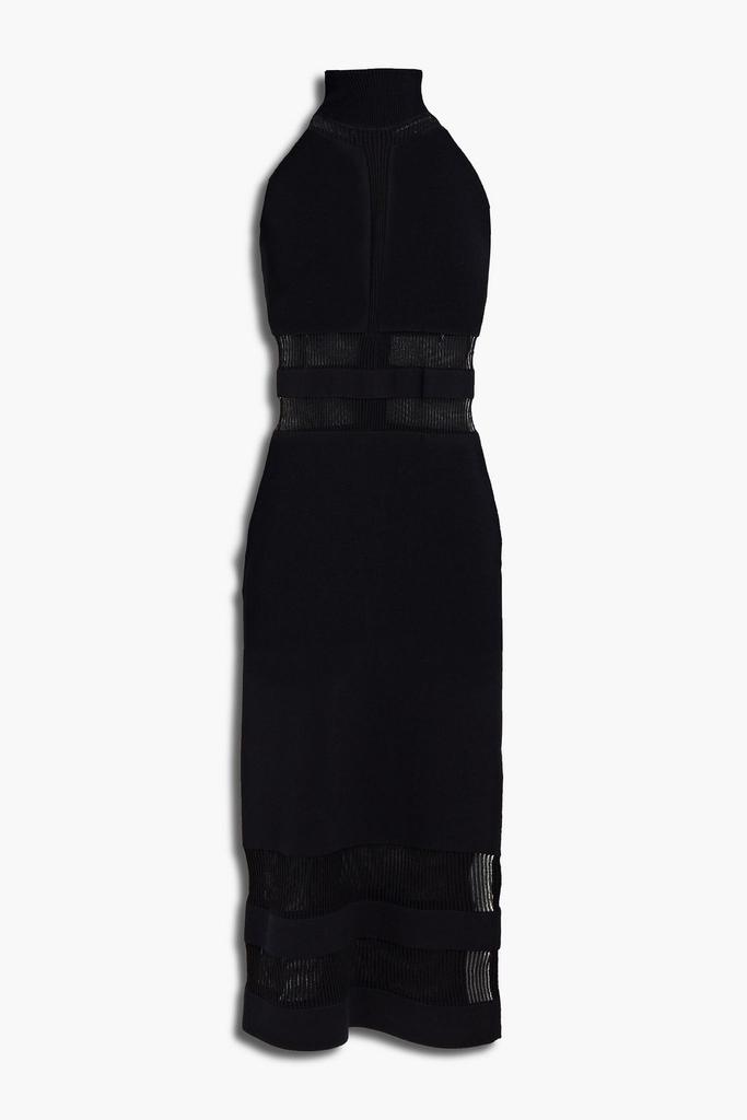 Herve Leger Pointelle-trimmed stretch-knit midi dress