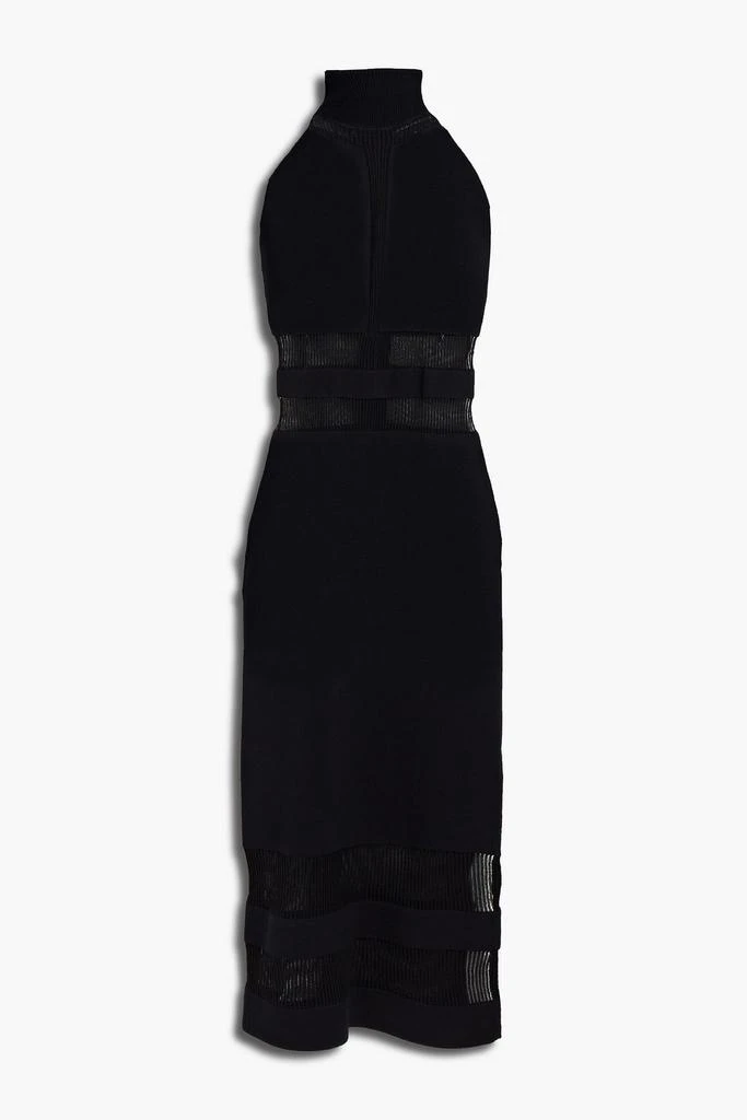 Herve Leger Pointelle-trimmed stretch-knit midi dress 1