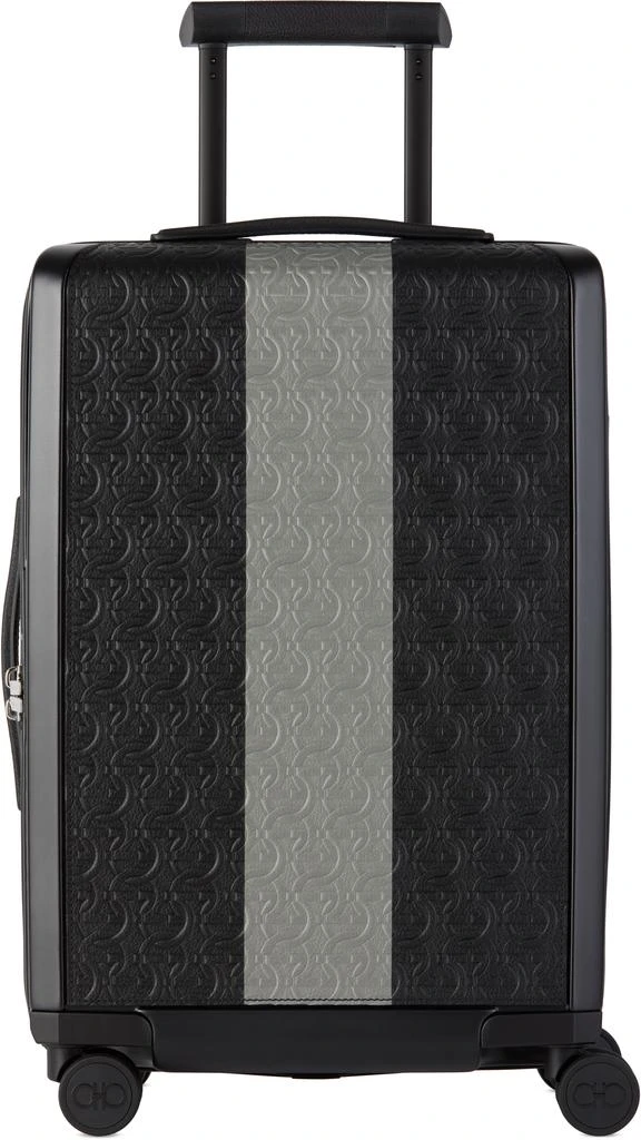 Salvatore Ferragamo Black Embossed Gancini Trolley Suitcase 4