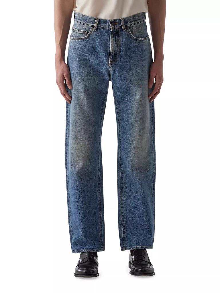 BLK DNM Washed-Denim Mid-Rise Straight-Leg Jeans