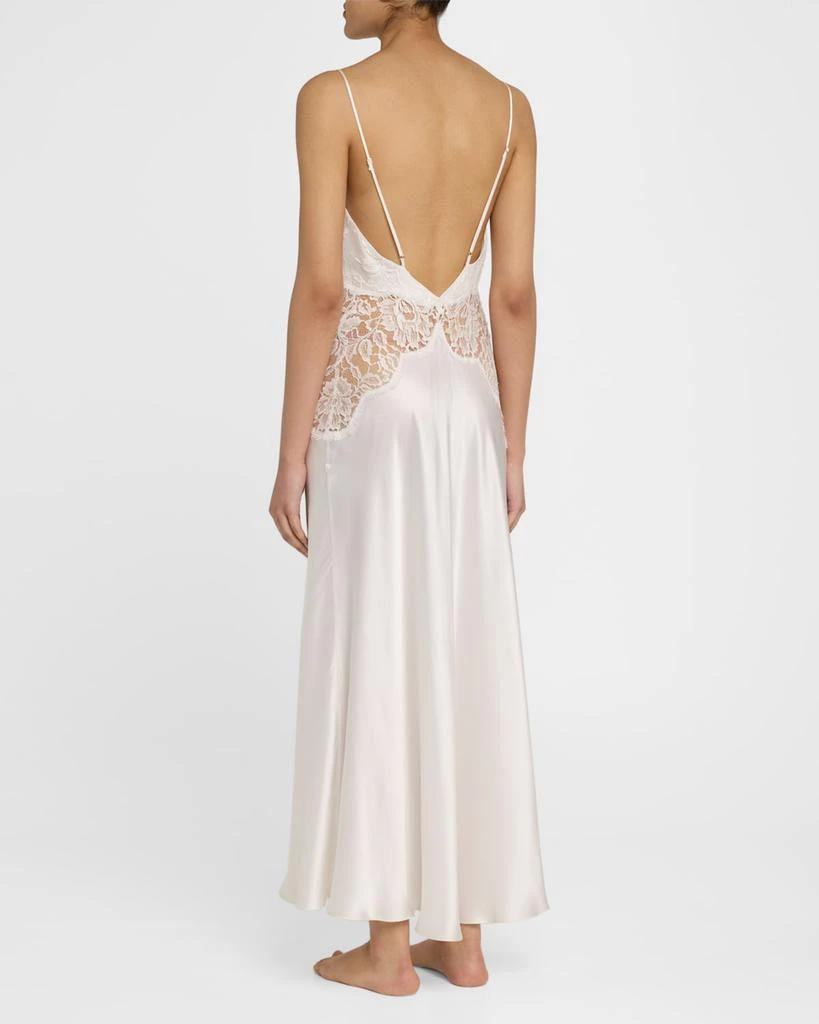 Christine Lingerie Backless Lace & Silk Charmeuse Nightgown 3