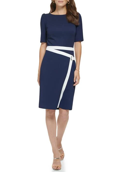 DKNY Womens Color Blocked Solid Sheath Dress 1