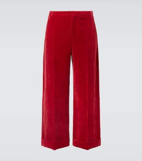 Valentino Cotton and linen velvet wide-leg pants 1