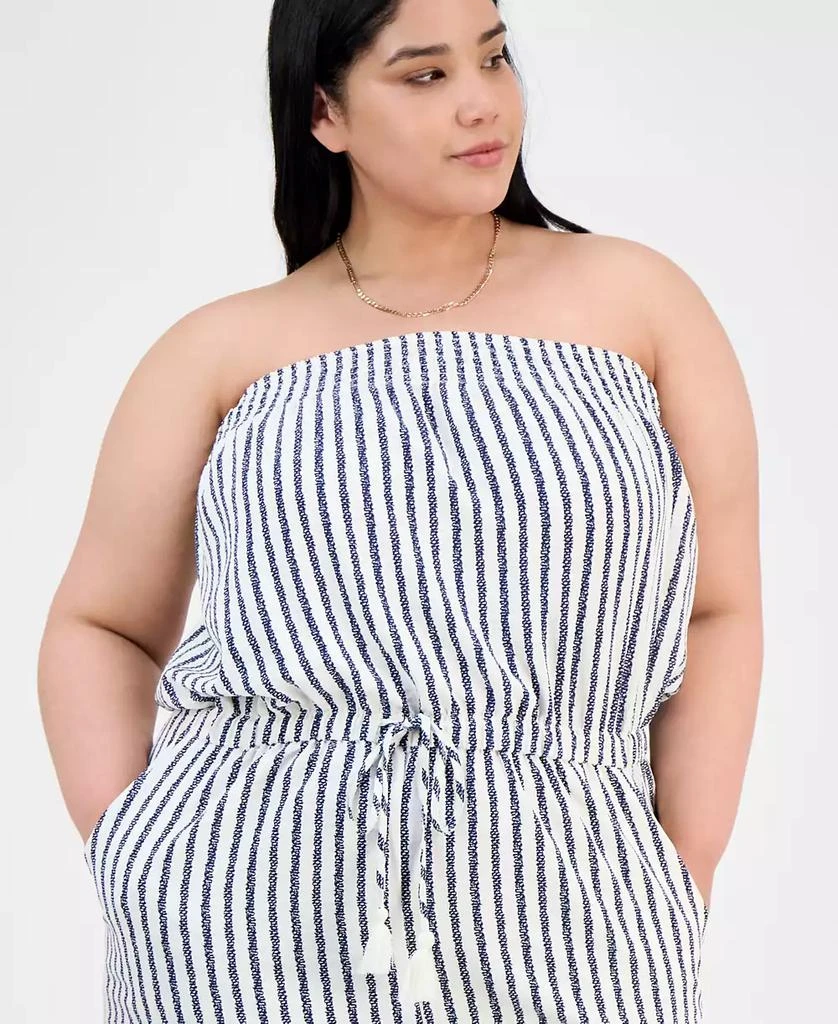 Derek Heart Trendy Plus Size Striped Strapless Romper 4