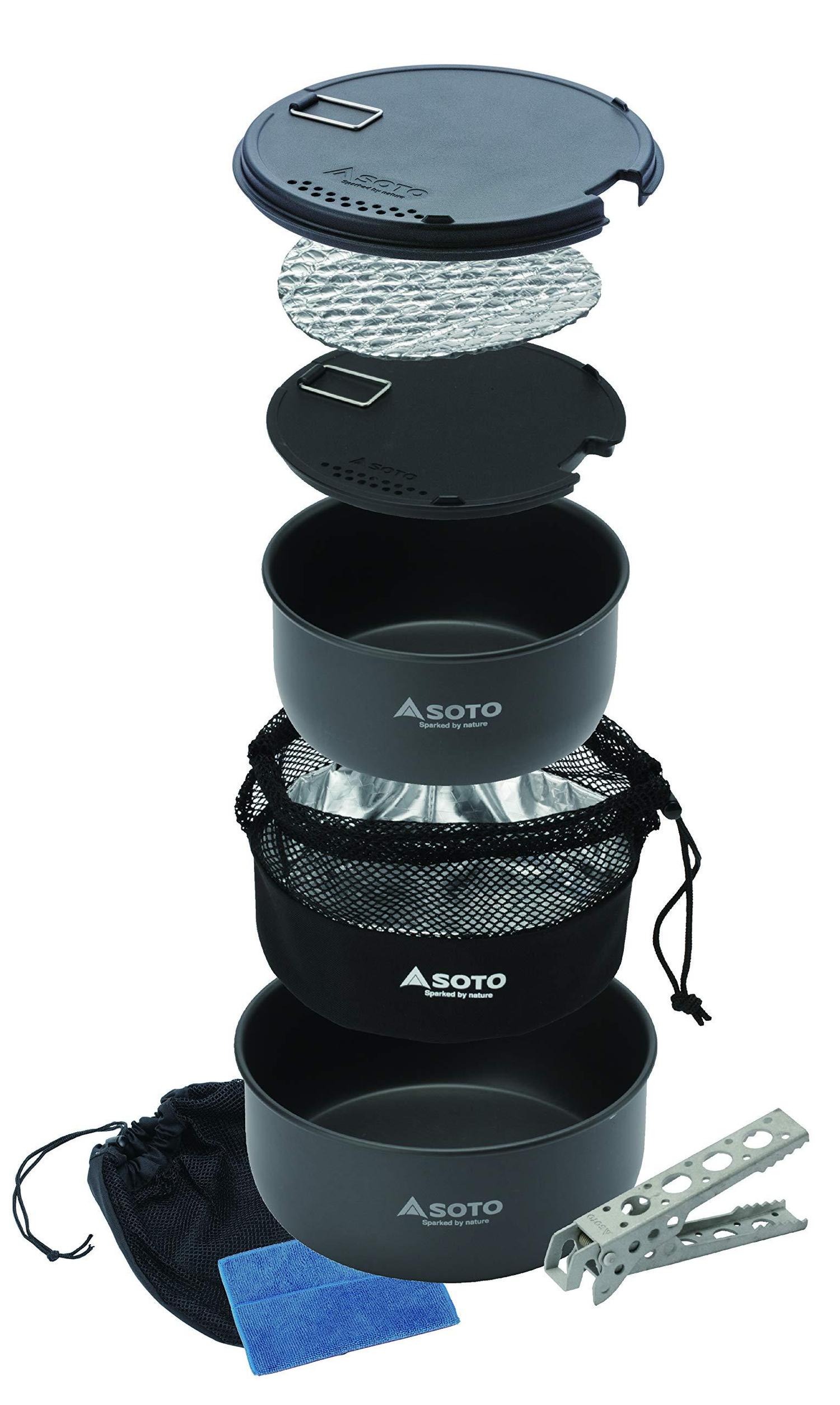 SOTO SOTO Navigator Camping Cookware Set - Slip and Shock Resistant, Corrosion Resistant, Multi-Functional