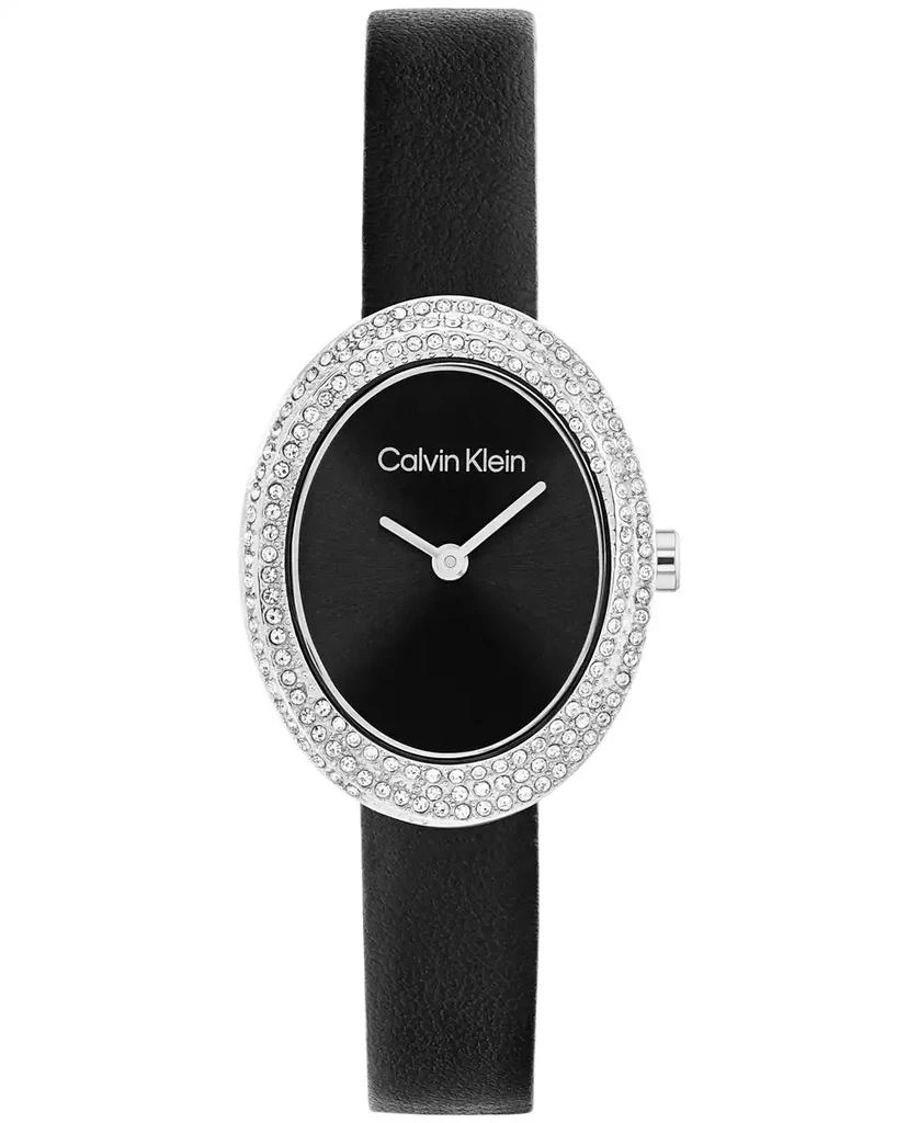 Calvin Klein Women's Twisted Bezel Black Leather Strap Watch, 24mm